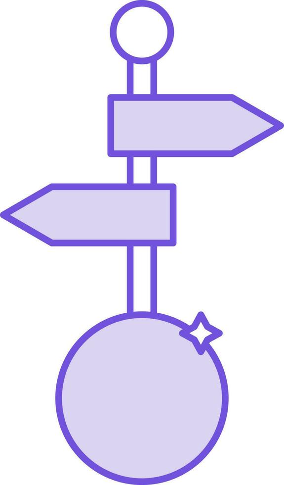 Direction Board With Coin Icon In Purple And White Color. vector