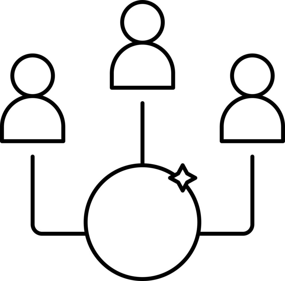 Income Distribution Icon In Black Line Art. vector