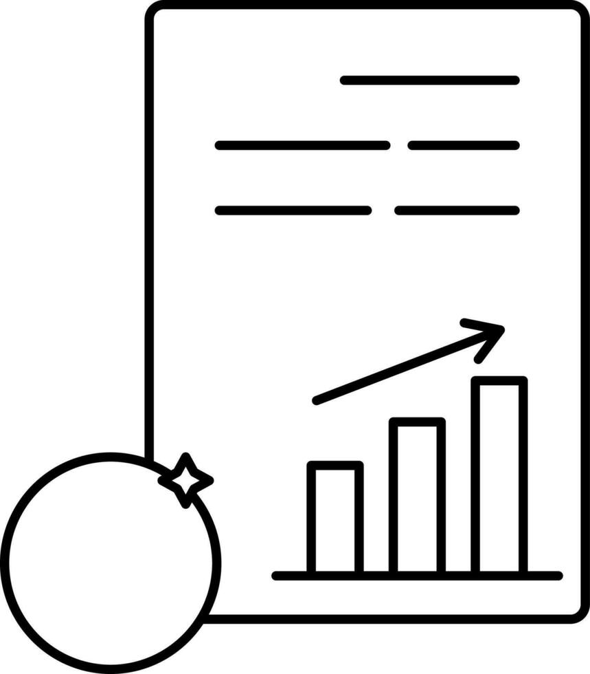 Financial Graph Paper Icon In Thin Line Art. vector