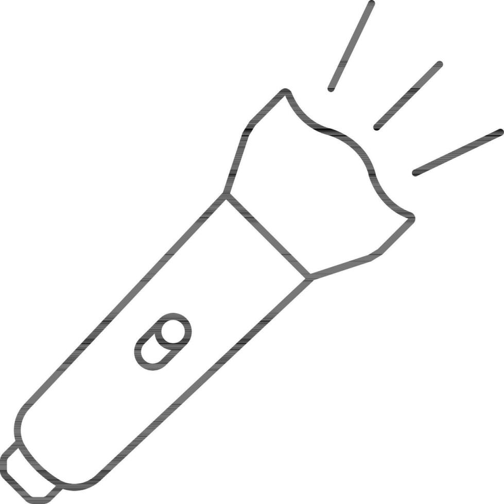 Flashlight Or Electric Torch Icon In Black Line Art. vector