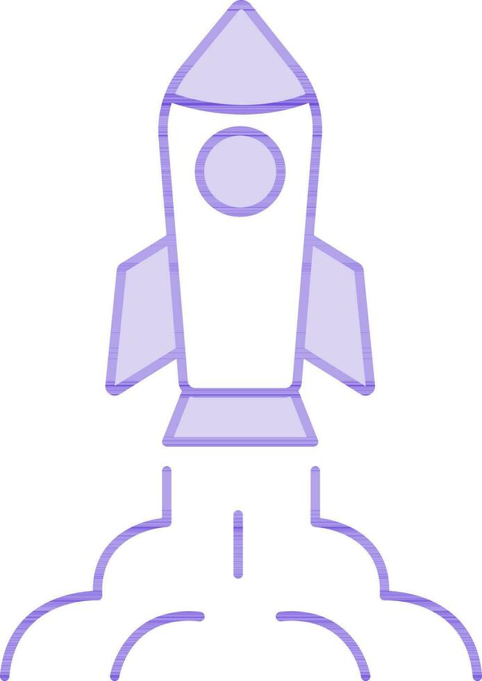 Rocket Icon In Purple And White Color. vector