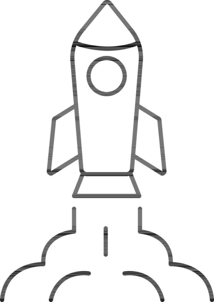Rocket Icon In Black Line Art. vector