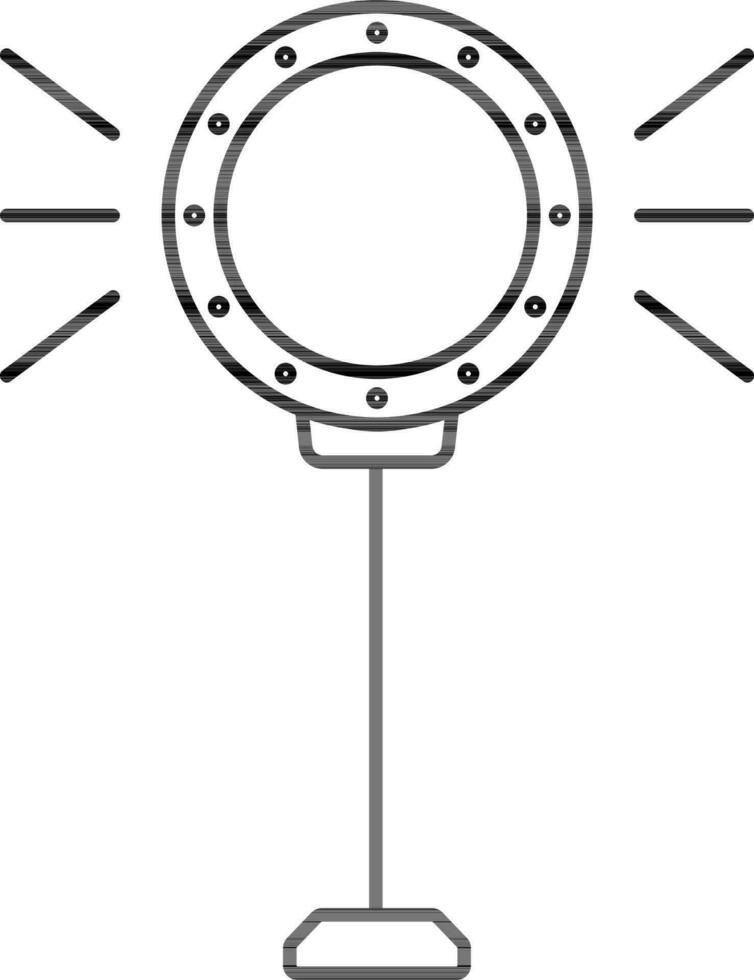 Ring Light Icon In Black Outline. vector