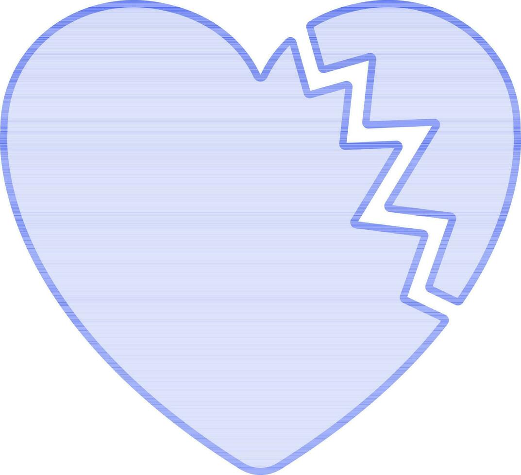Broken Heart Icon In Blue Color. vector