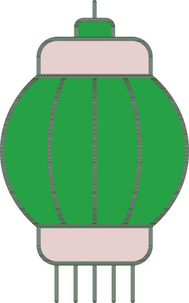 Round Paper Lantern Icon In Green And Pink Color. vector