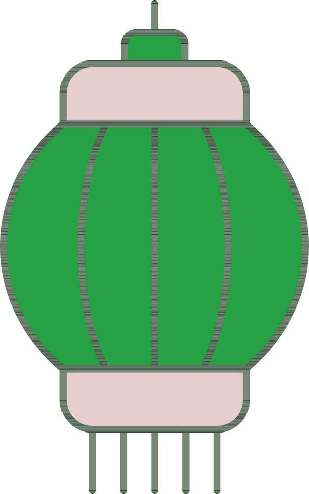 Round Paper Lantern Icon In Green And Pink Color. vector