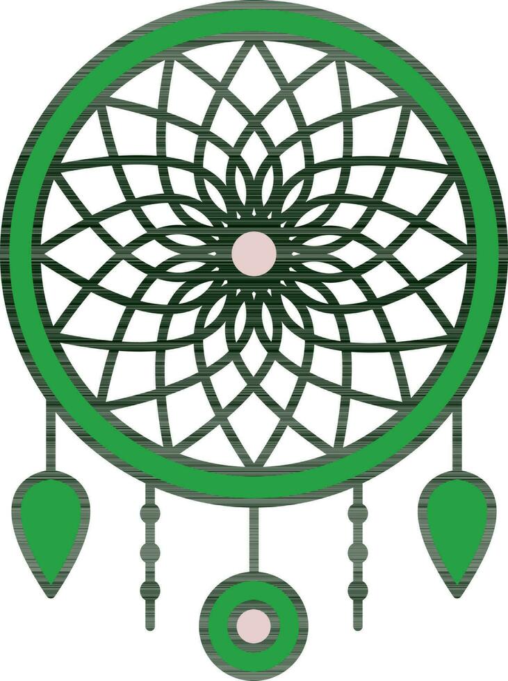 Hang Dreamcatcher Icon In Green Color. vector