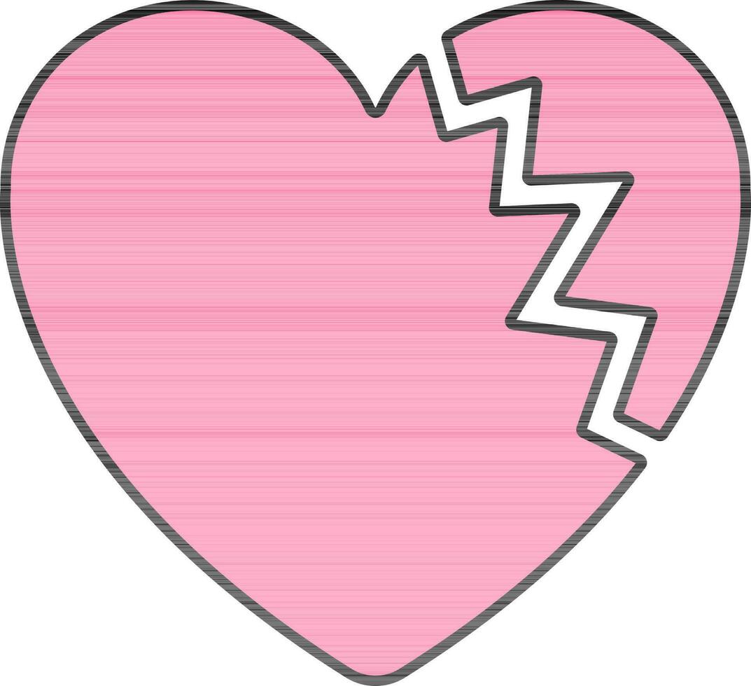 Broken Heart Flat Icon In Pink Color. vector