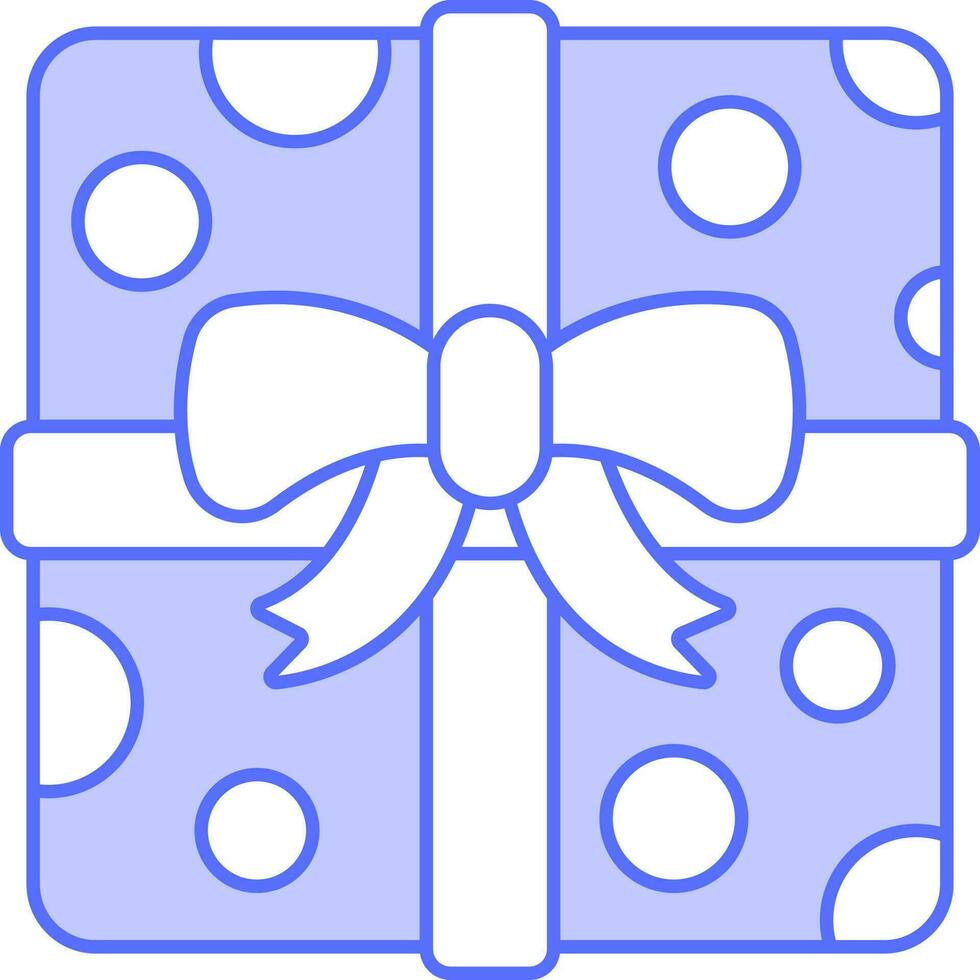 Front View Gift Box With Bow Ribbon Bow Blue And White Icon. vector