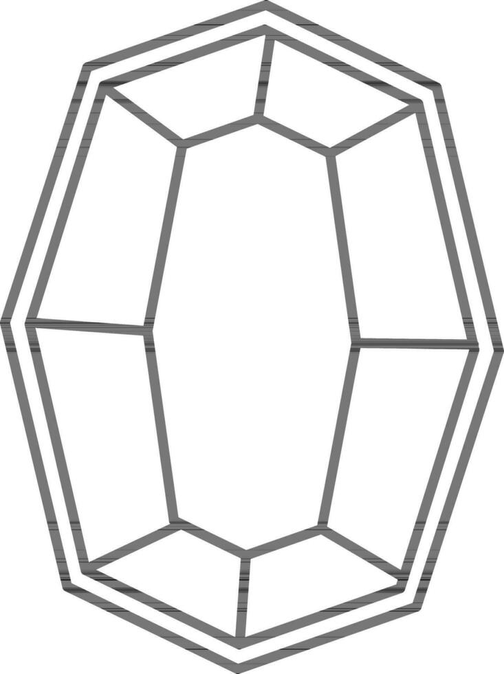 Crystal Stone Icon In Black Outline. vector