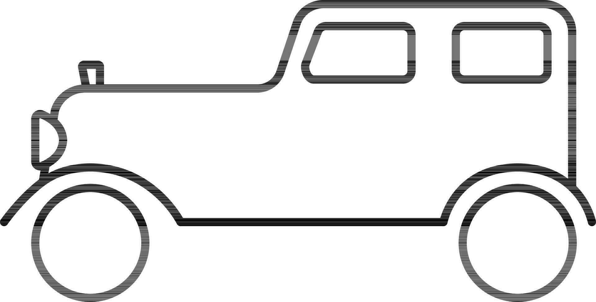 Jeep Icon In Black Line Art. vector