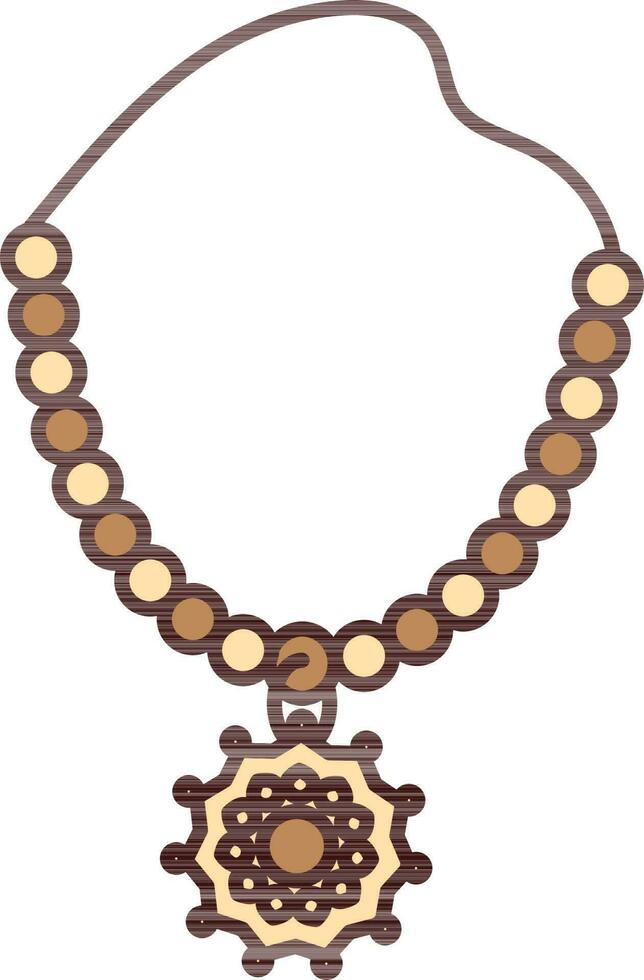 Necklace Icon In Brown Color. vector