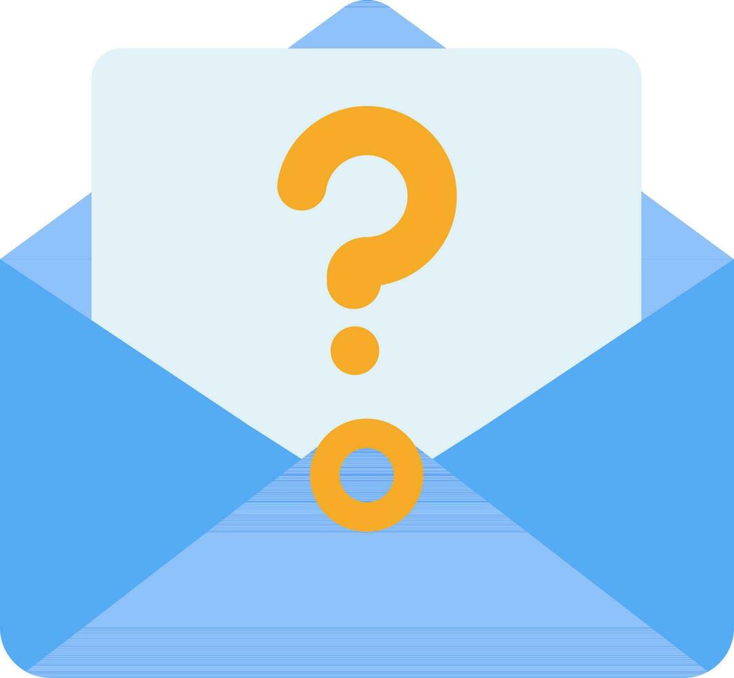 Question Letter in Envelope Yellow and Blue Icon. vector