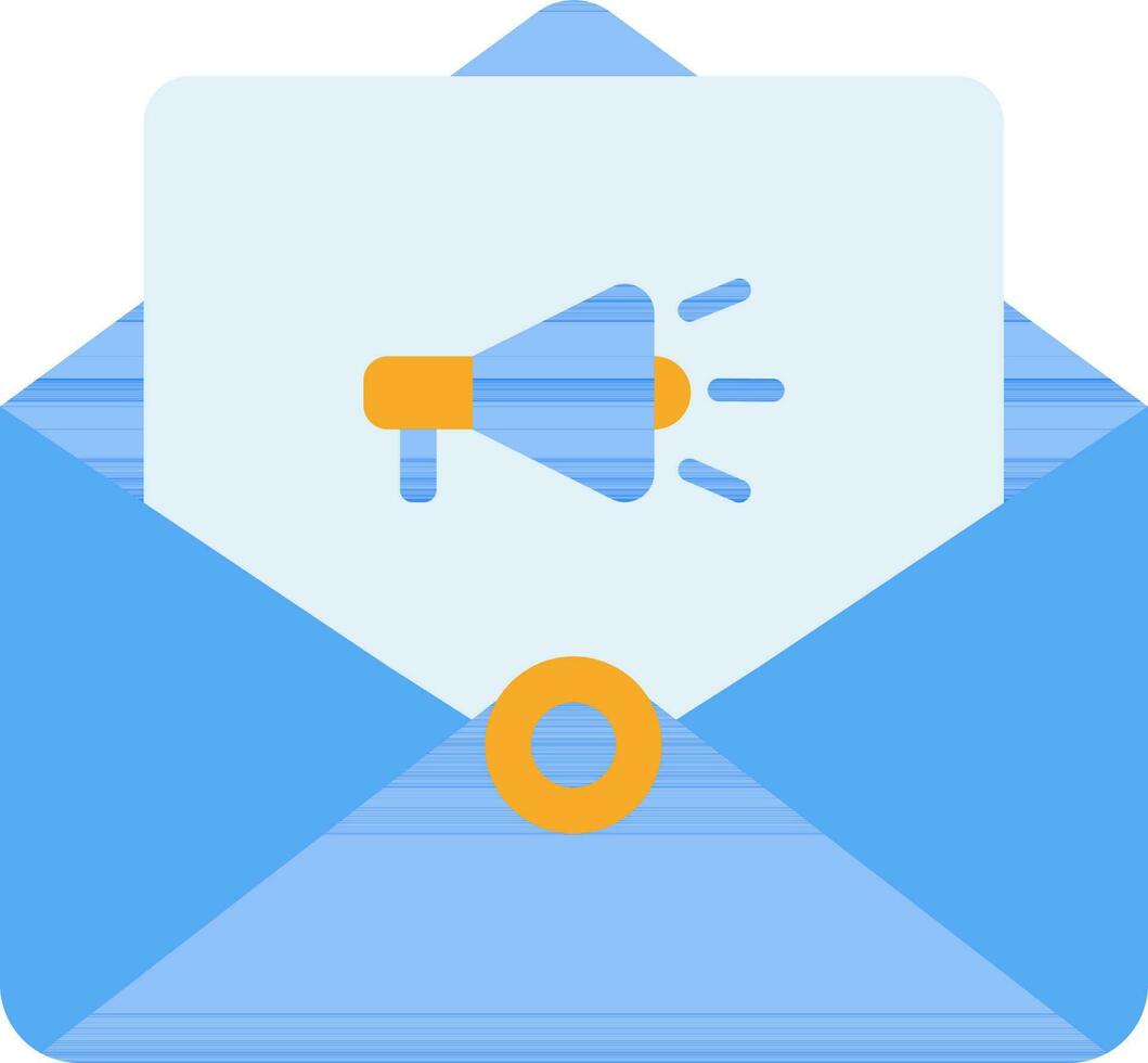 Blue and Yellow Advertising Envelope or Audio Message Icon. vector