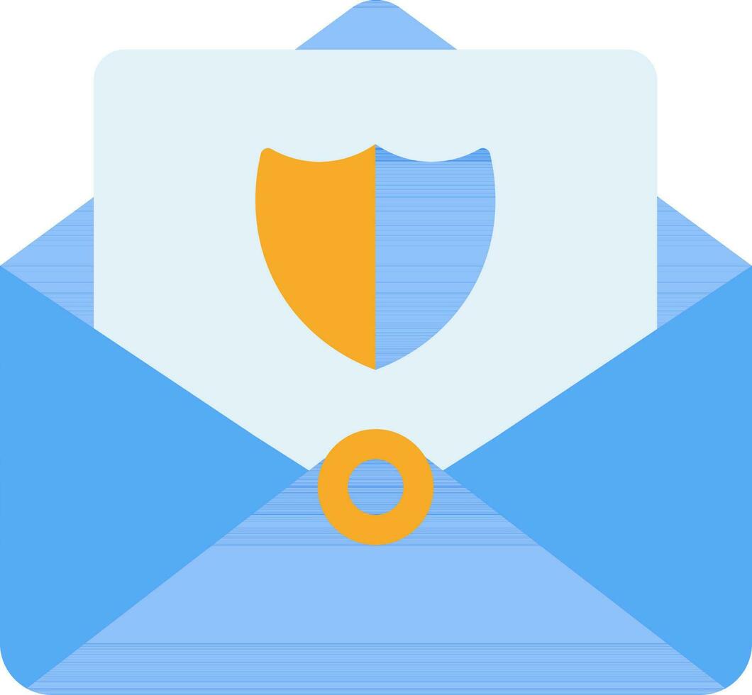 Yellow and Blue Privacy Mail Icon in Flat Style. vector