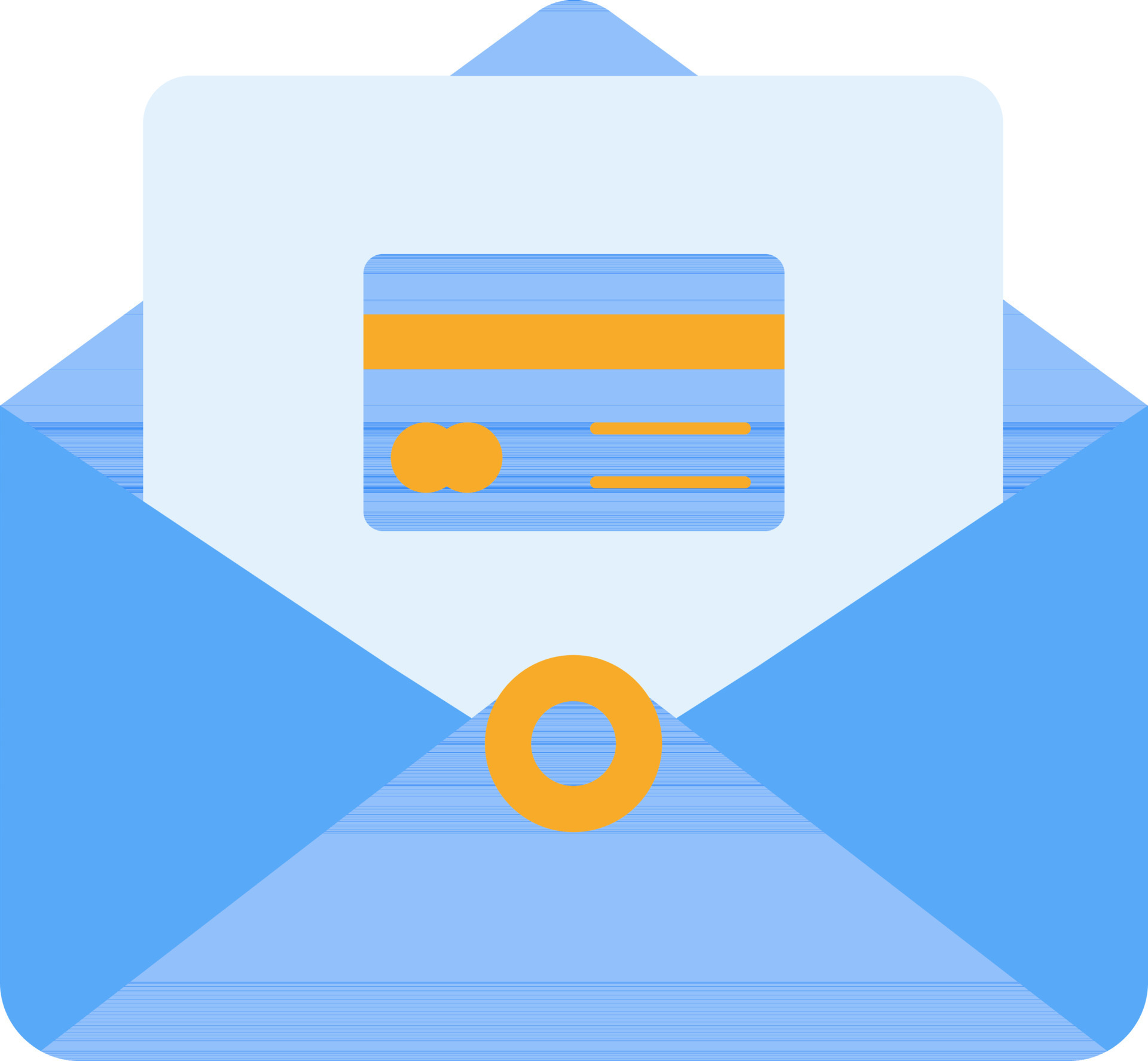 Credit or Debit Card Mail Icon in Blue and Yellow Color. 24463872