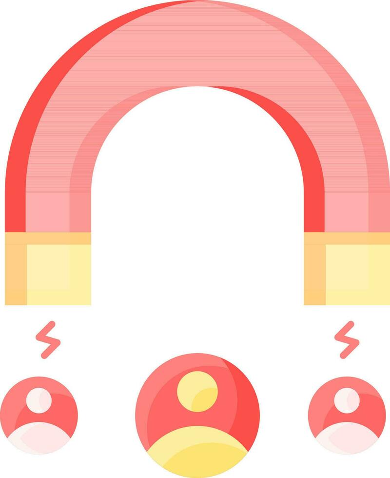 People Attracting Icon In Red And Yellow Color. vector