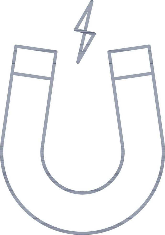 Blue Line Art Magnet Icon In Flat Style. vector