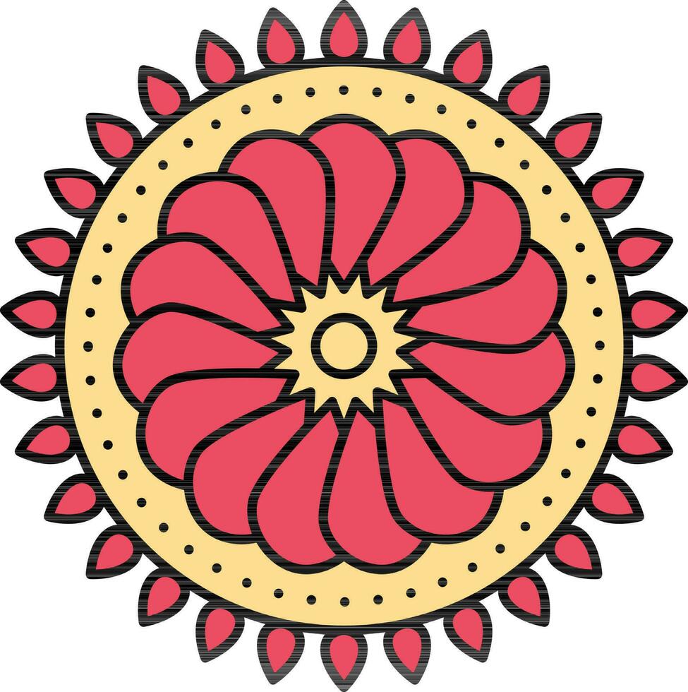 Petal Flower Design Icon Red And Yellow Color. vector