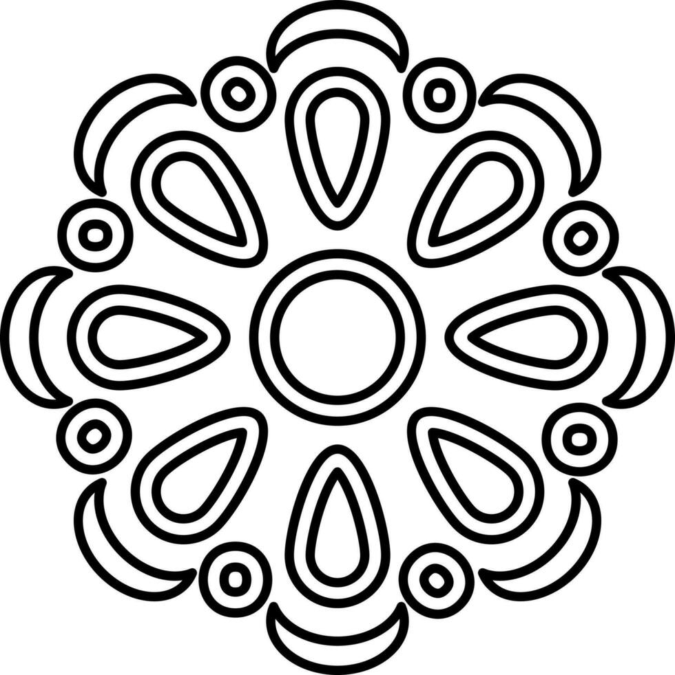 mandala flor icono en negro describir. vector