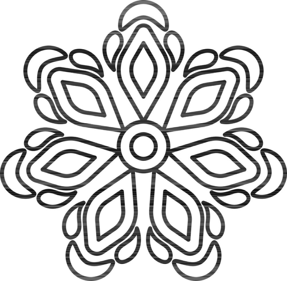 plano estilo mandala flor icono en Delgado línea Arte. vector