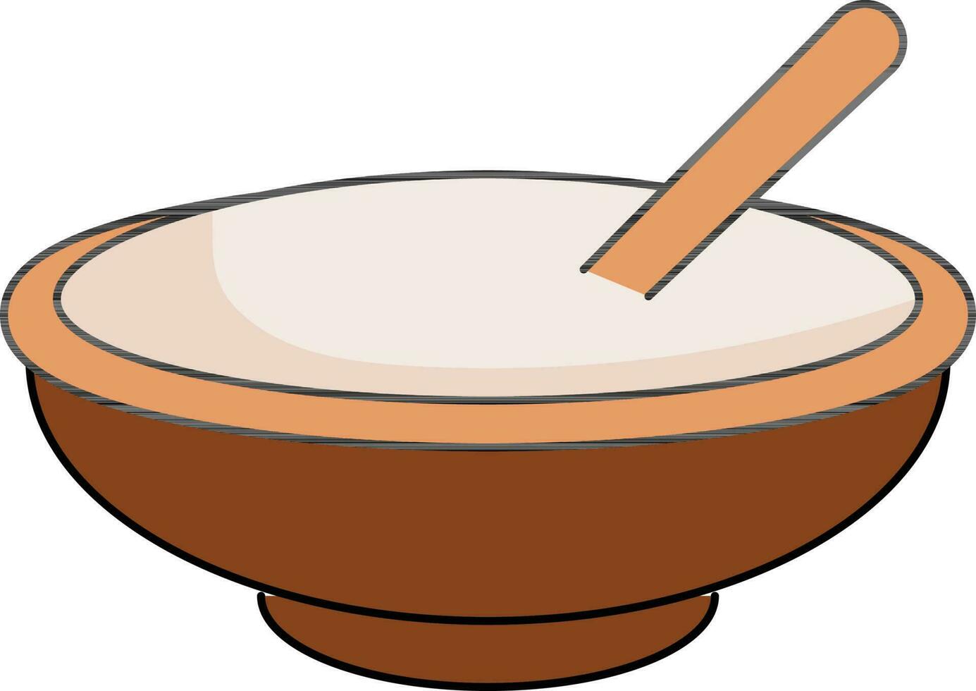Spoon In Food Bowl Brown Icon. vector
