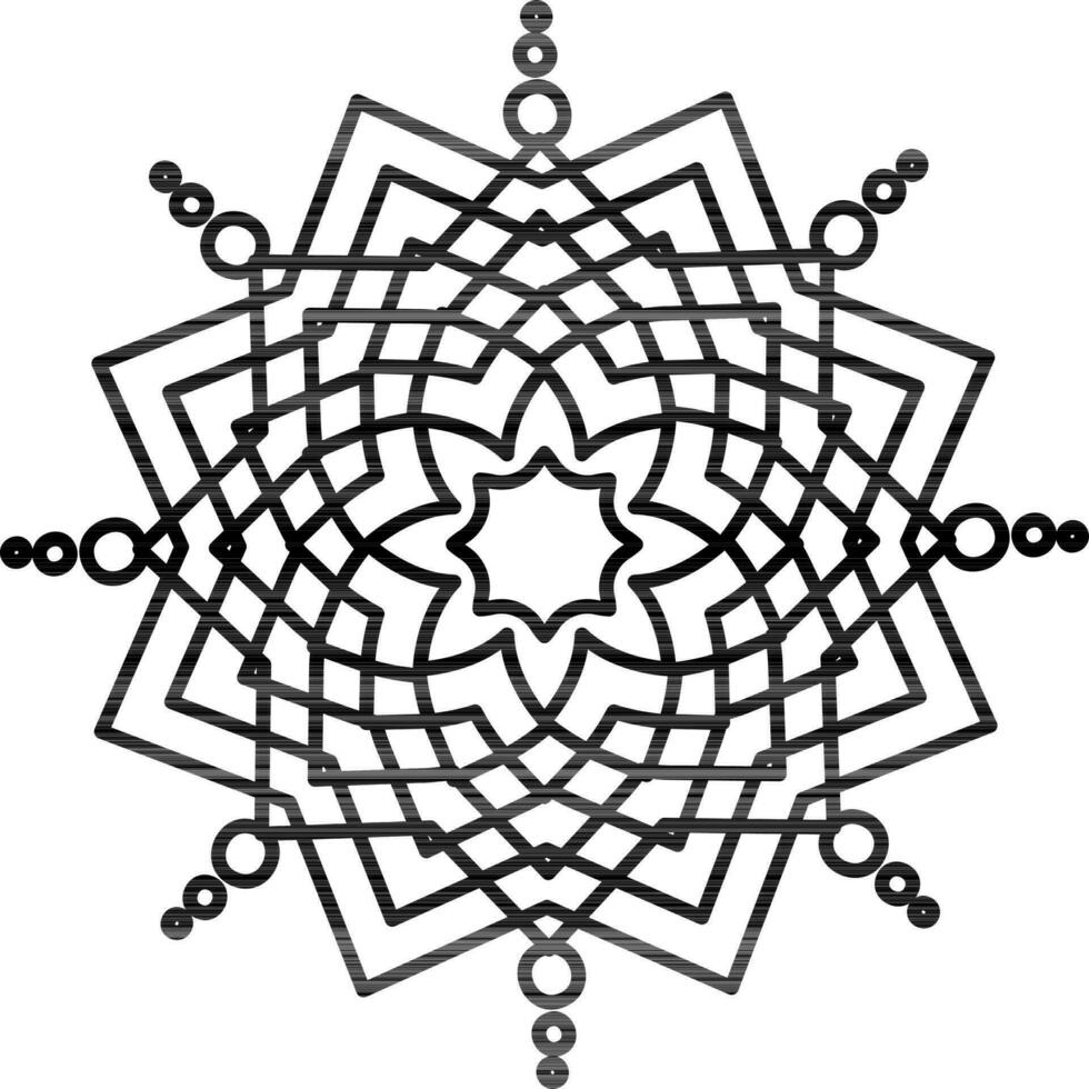 Black Line Art Mandala Flower Icon. vector