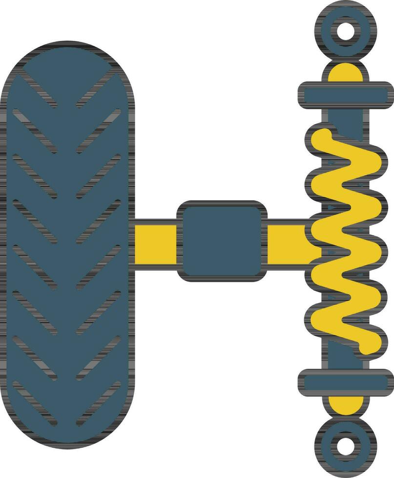 rueda suspensión icono en azul y amarillo color. vector