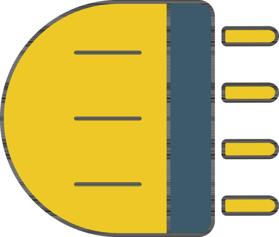 Headlight Icon In Yellow And Blue Color. vector