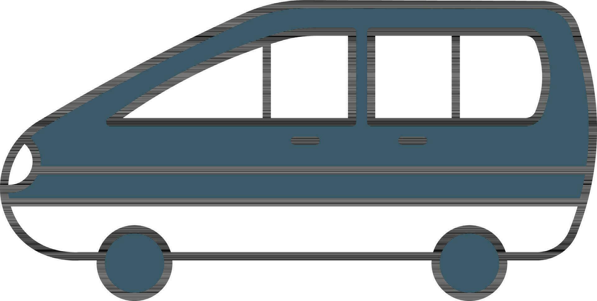 Minivan Icon In Blue And White Color. vector