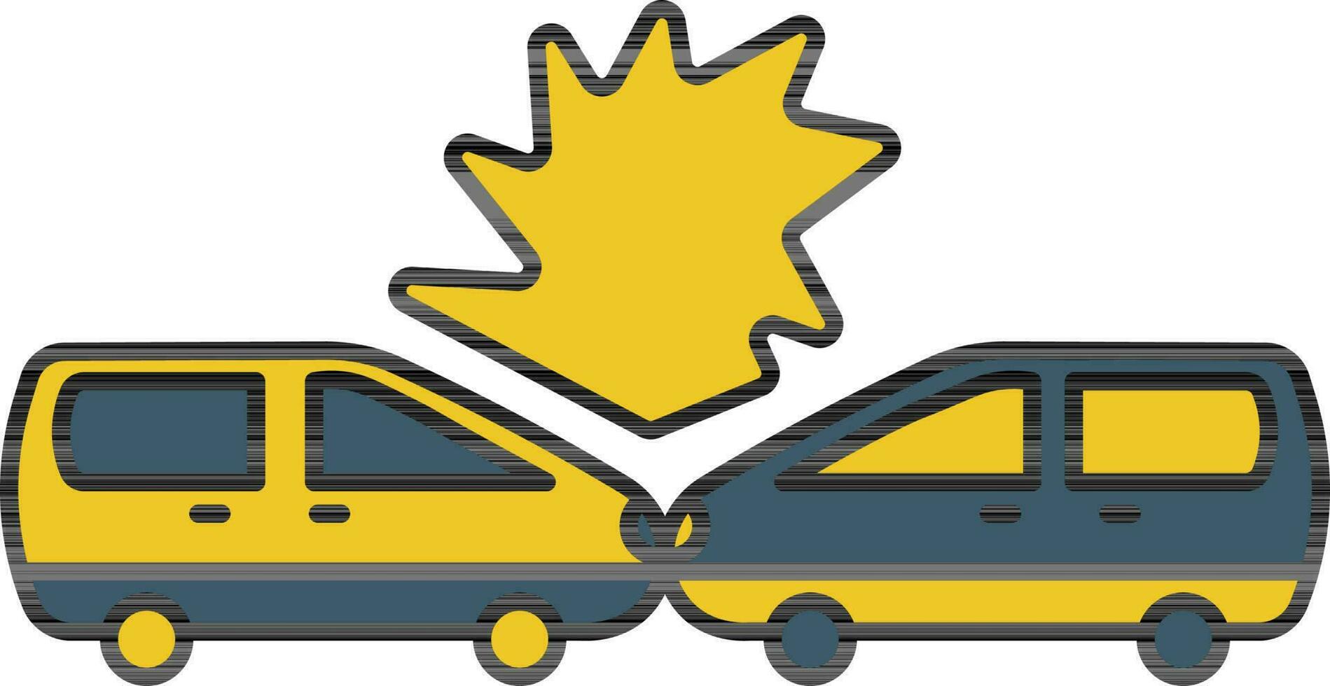 Car Accident Icon In Blue And Yellow Color. vector