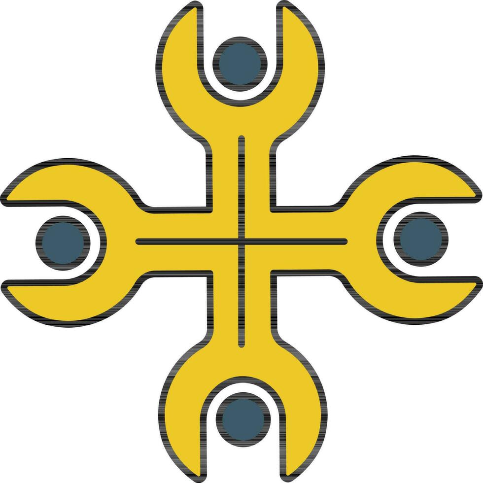 Lug Wrench Icon In Blue And Yellow Color. vector
