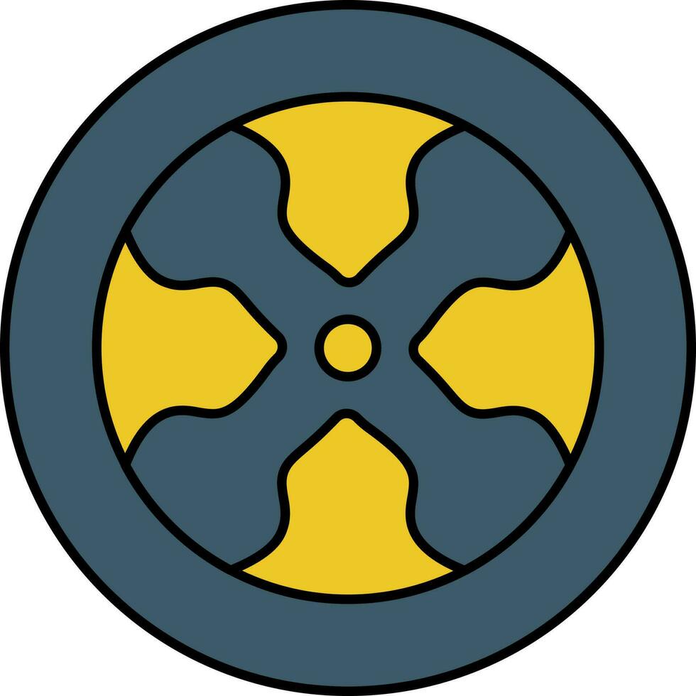 Car Rim Icon In Yellow And Blue Color. vector