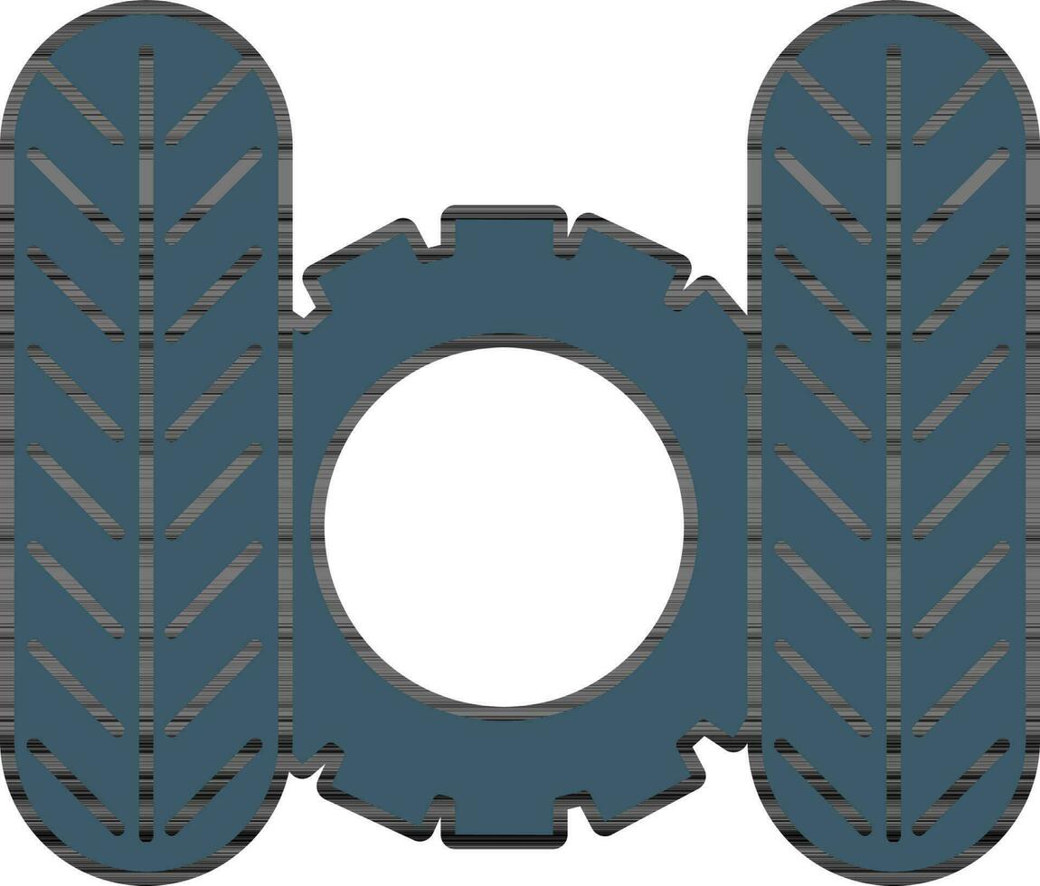 Tire With Cogwheel Icon In Blue Color. vector