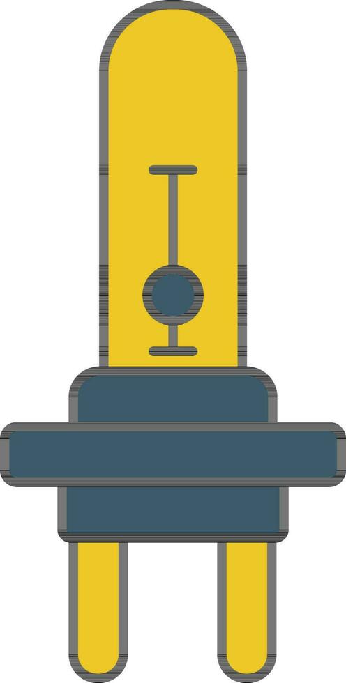 Headlight Bulb Icon In Blue And Yellow Color. vector