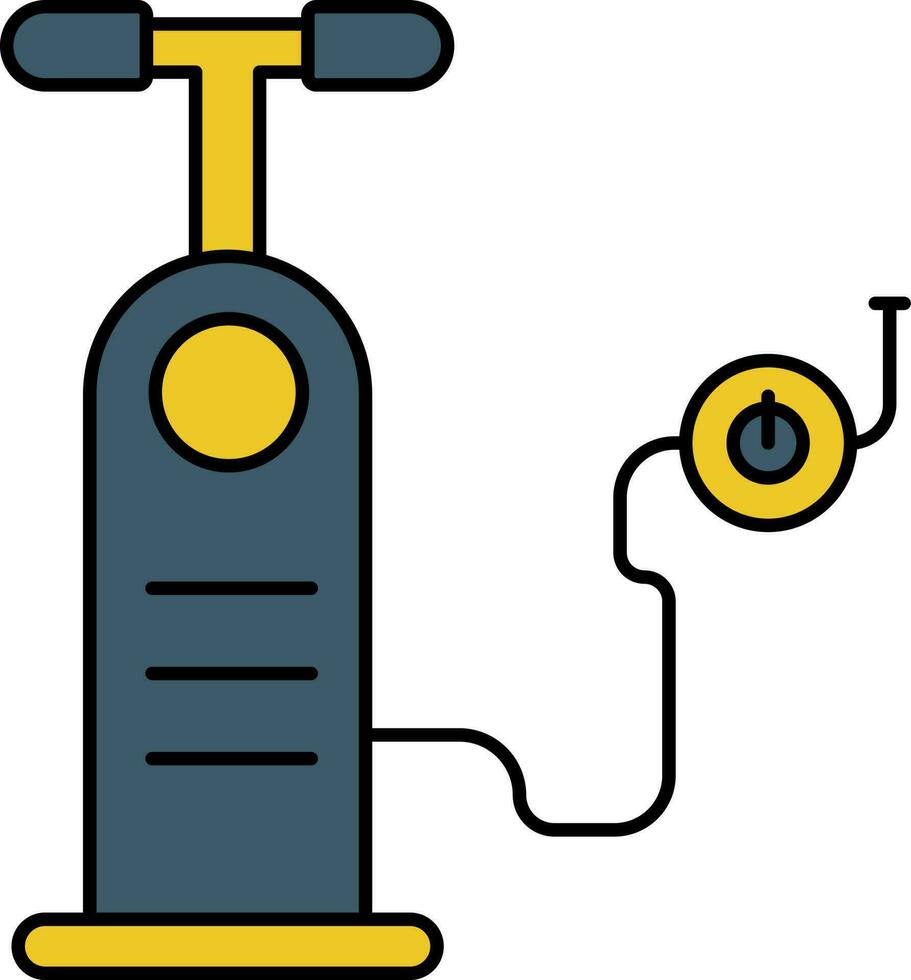 Air Pump Icon In Blue And Yellow Color. vector