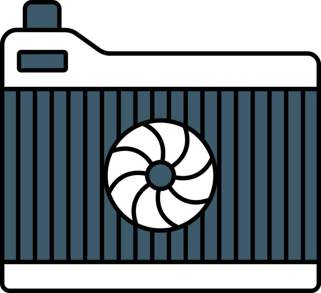 Radiator Fan Icon In Blue And White Color. vector