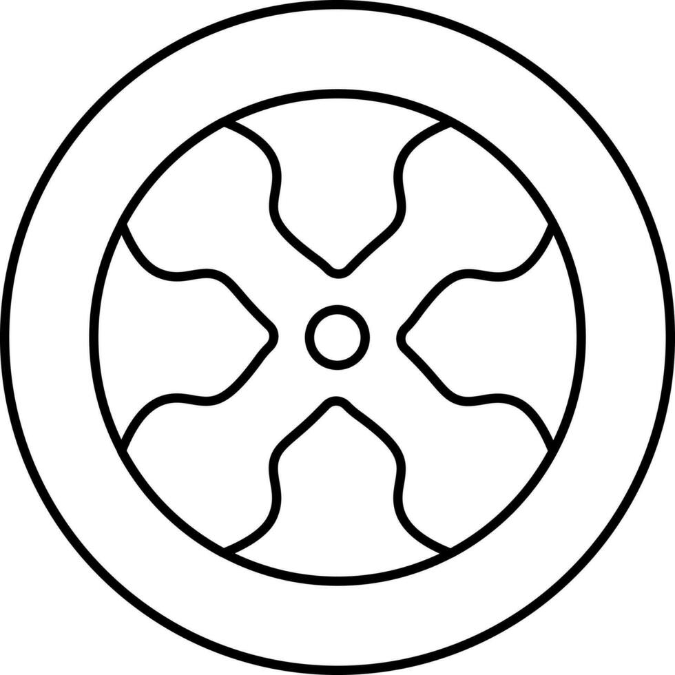 Car Rim Icon In Black Outline. vector