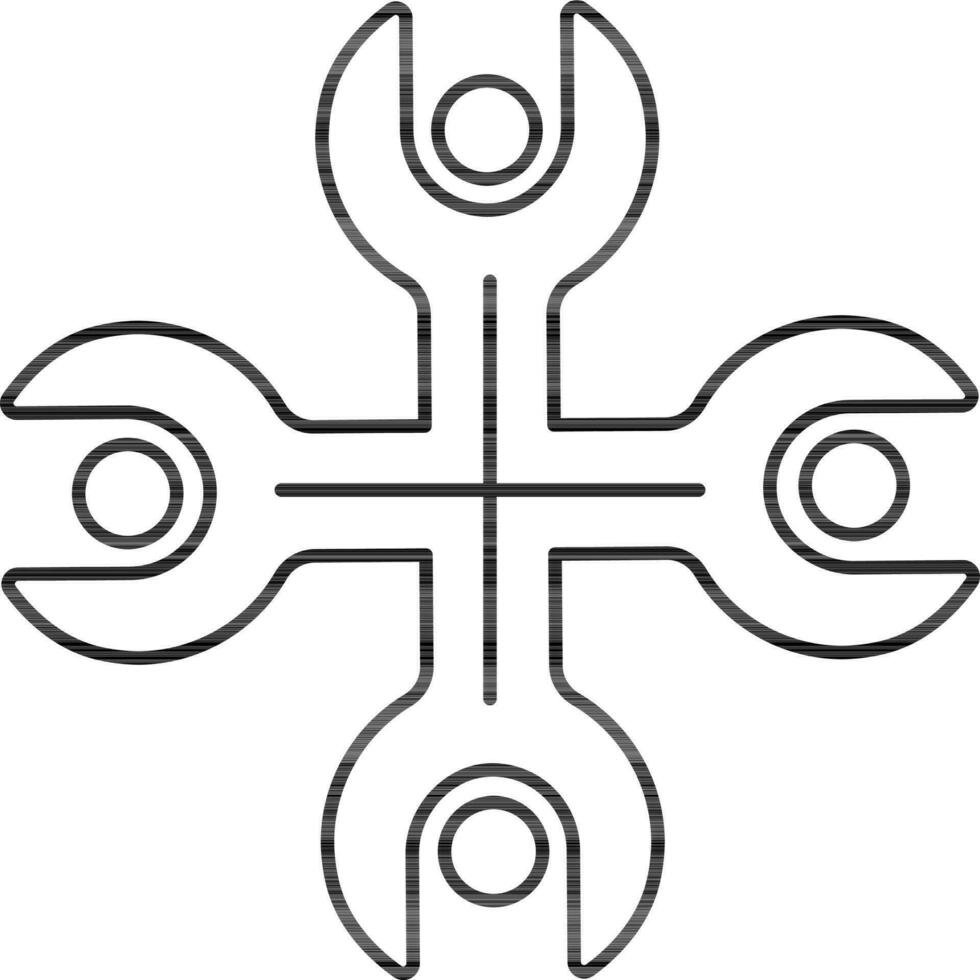 Lug Wrench Icon In Black Outline. vector