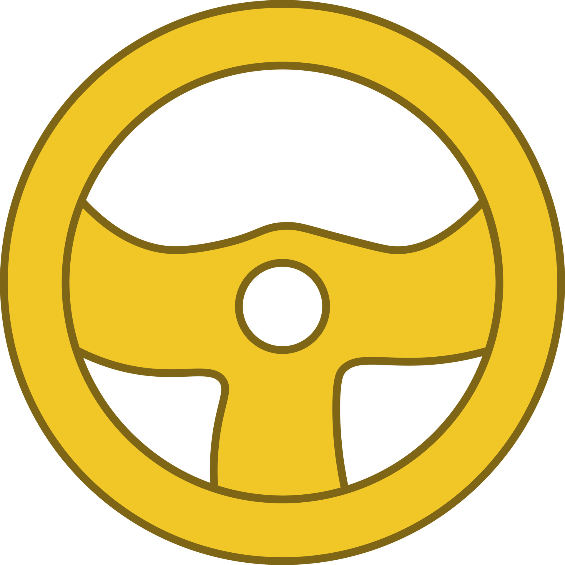 Steering Wheel Icon In Yellow And White Color. 24464066 Vector Art at