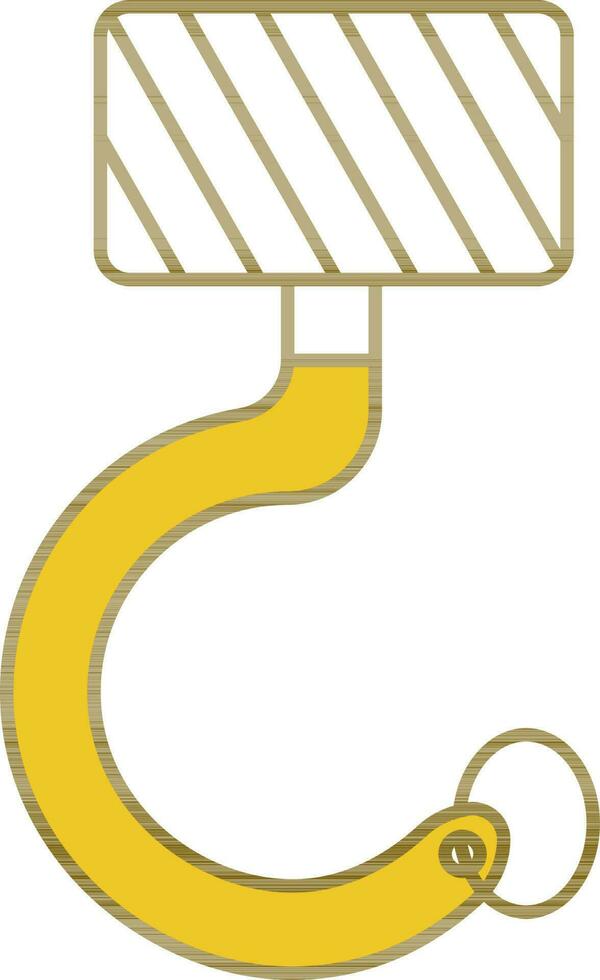 Crane Hook Icon In Yellow And White Color. vector