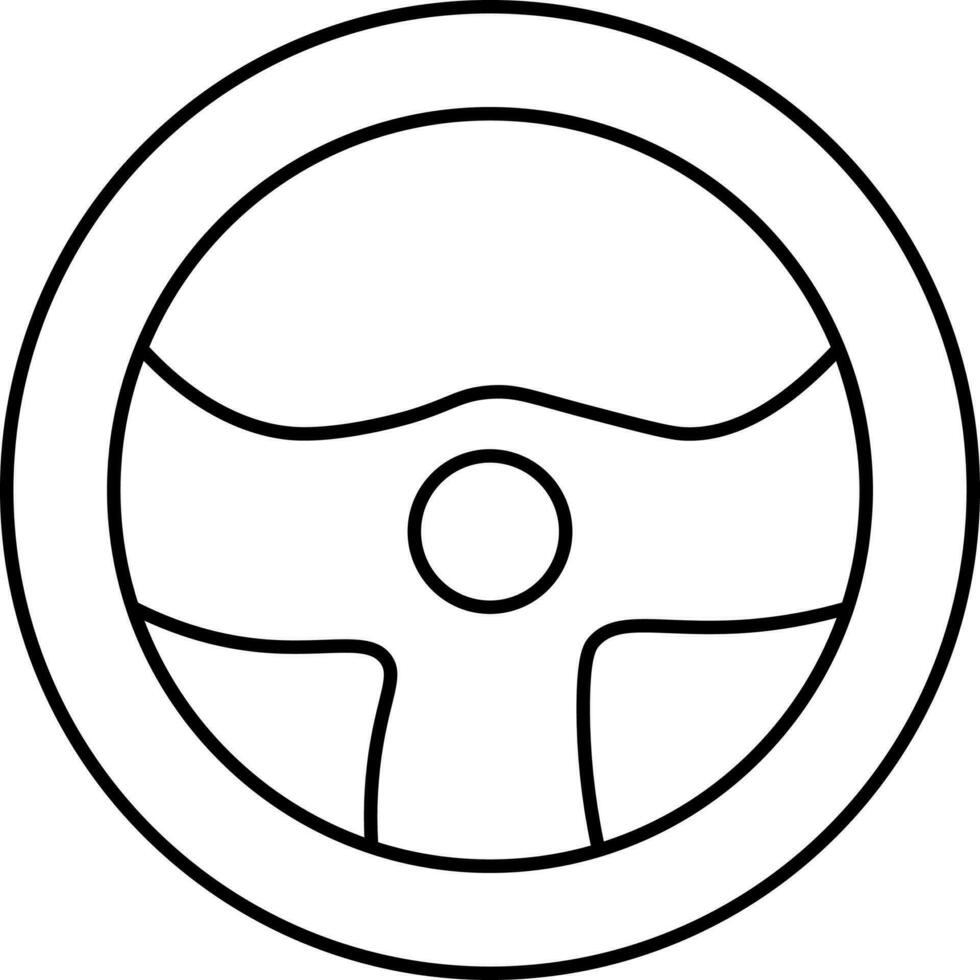 Steering Wheel Icon In Black Line Art. vector