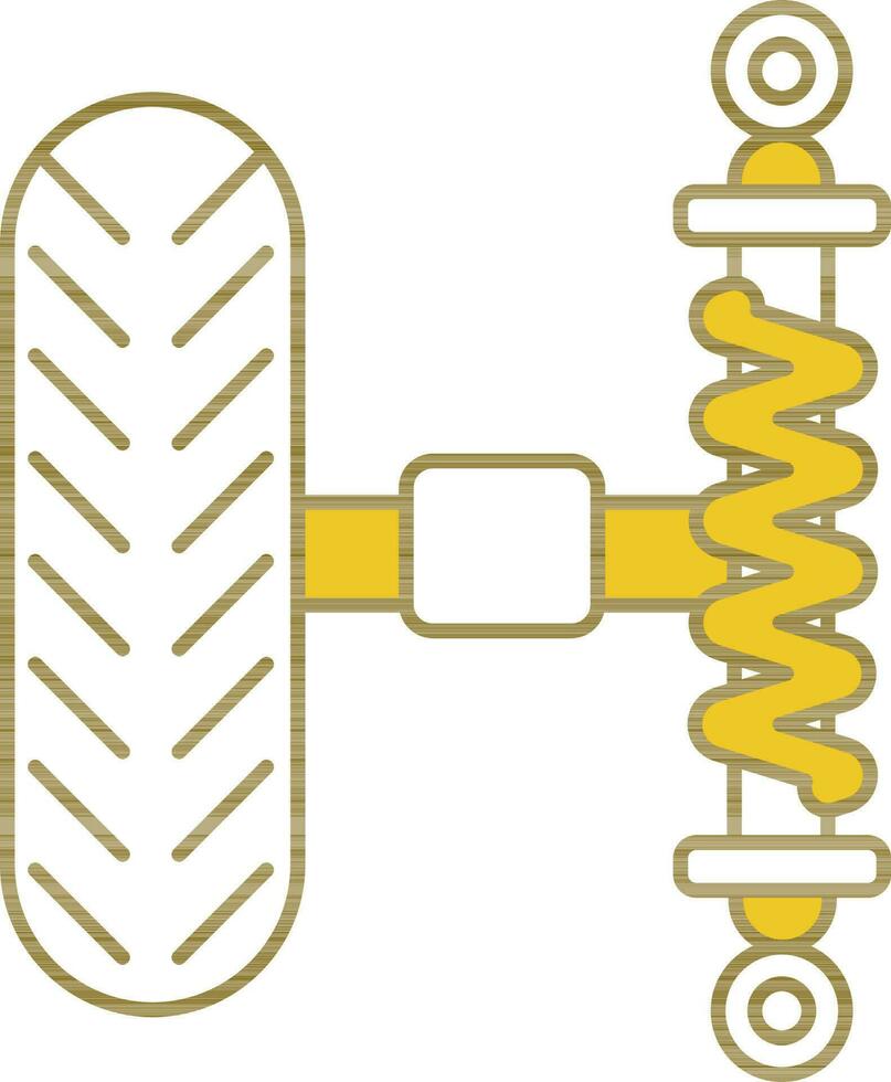 Wheel Suspension Icon In Yellow And White Color. vector