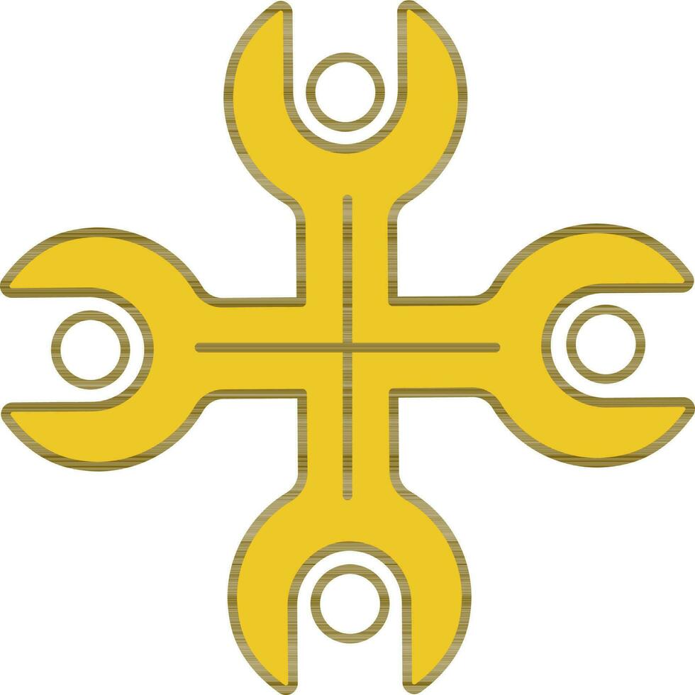 Lug Wrench Icon In Yellow And White Color. vector