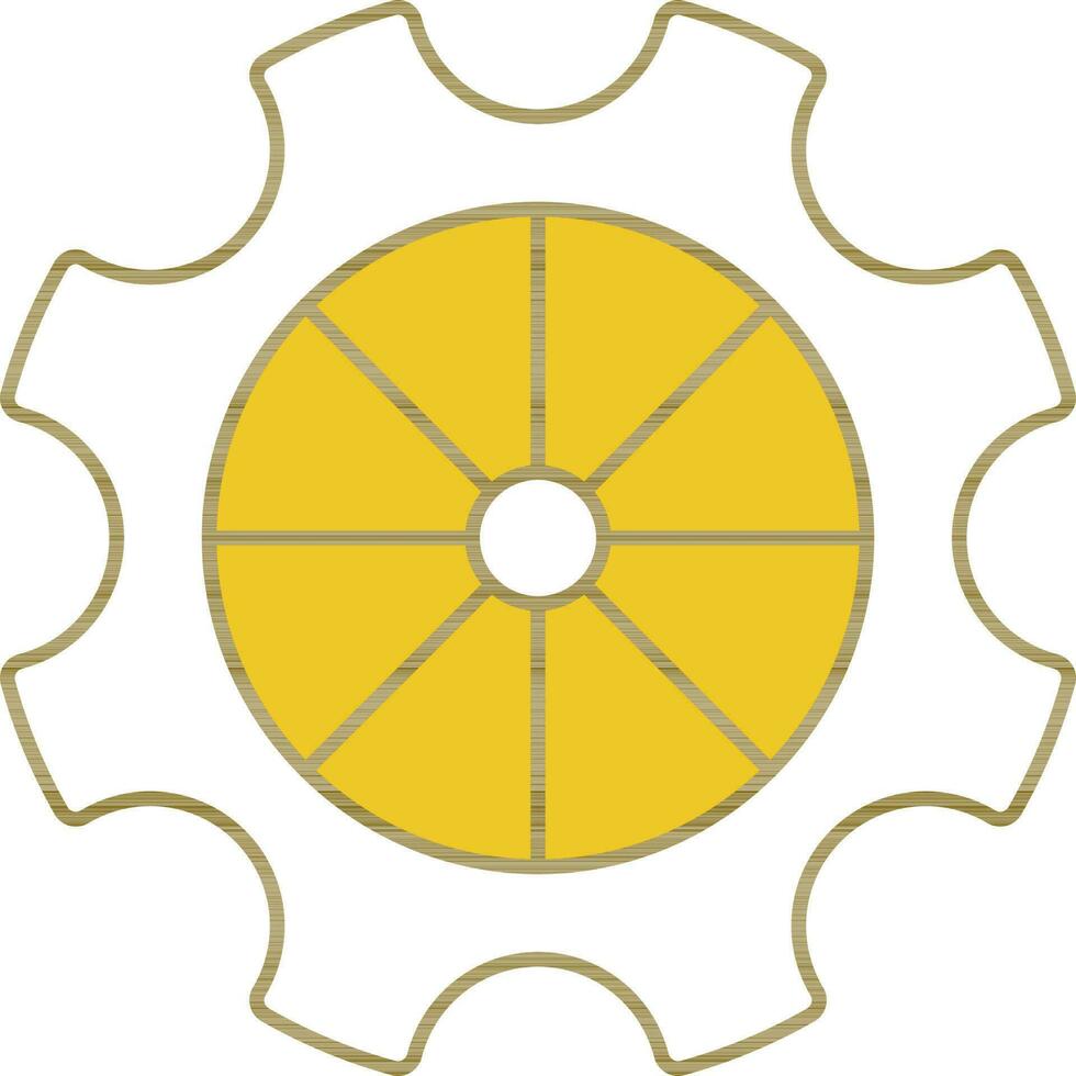 Gear Wheel Icon In Yellow And White Color. vector