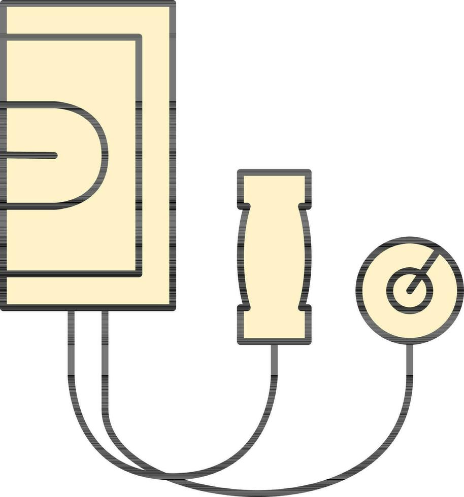 Aneroid Sphygmomanometer Icon In Yellow And Black Color. vector