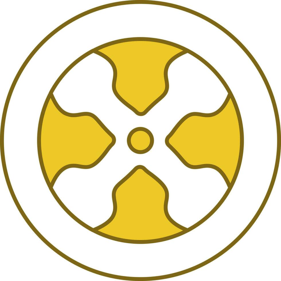 Car Rim Icon In Yellow And White Color. vector