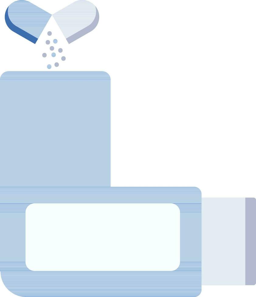 Asthma Inhaler Icon In Blue And White Color. vector