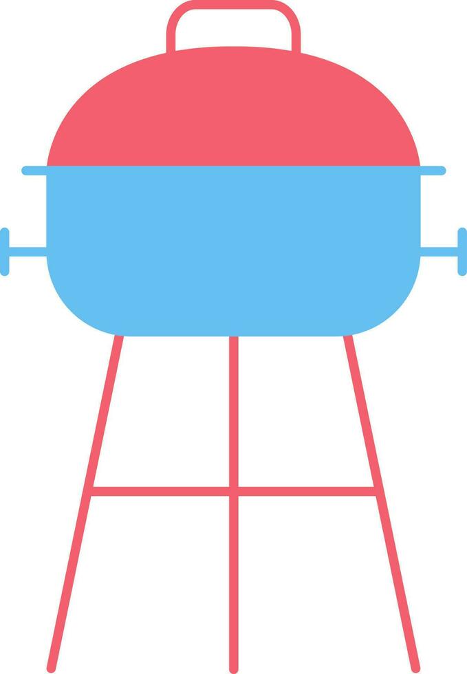 BBQ Kettle Grill Icon In Red And Blue Color. vector