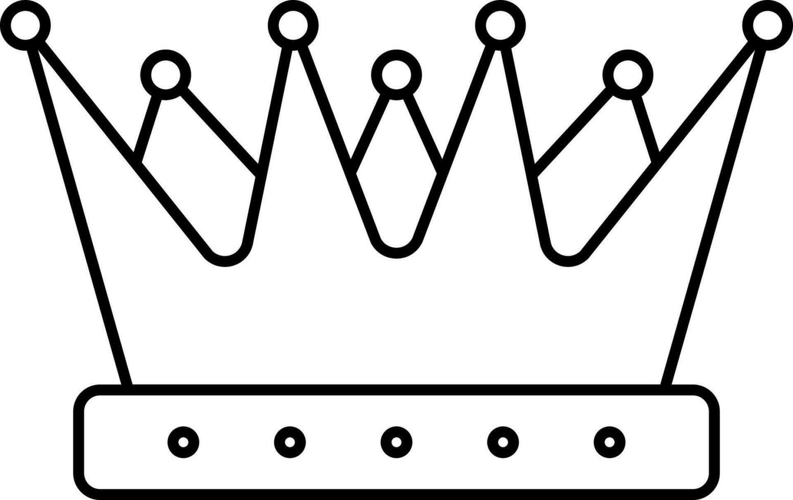 Black Outline Crown Flat Icon Or Symbol. vector